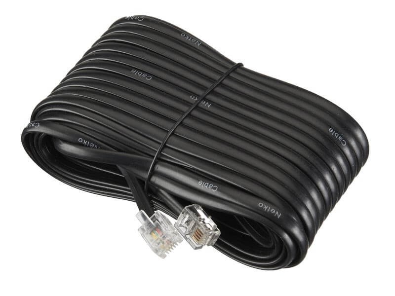 Удлинитель телефонный (6р4с) 15 метров / черный NETKO Optima 2шт