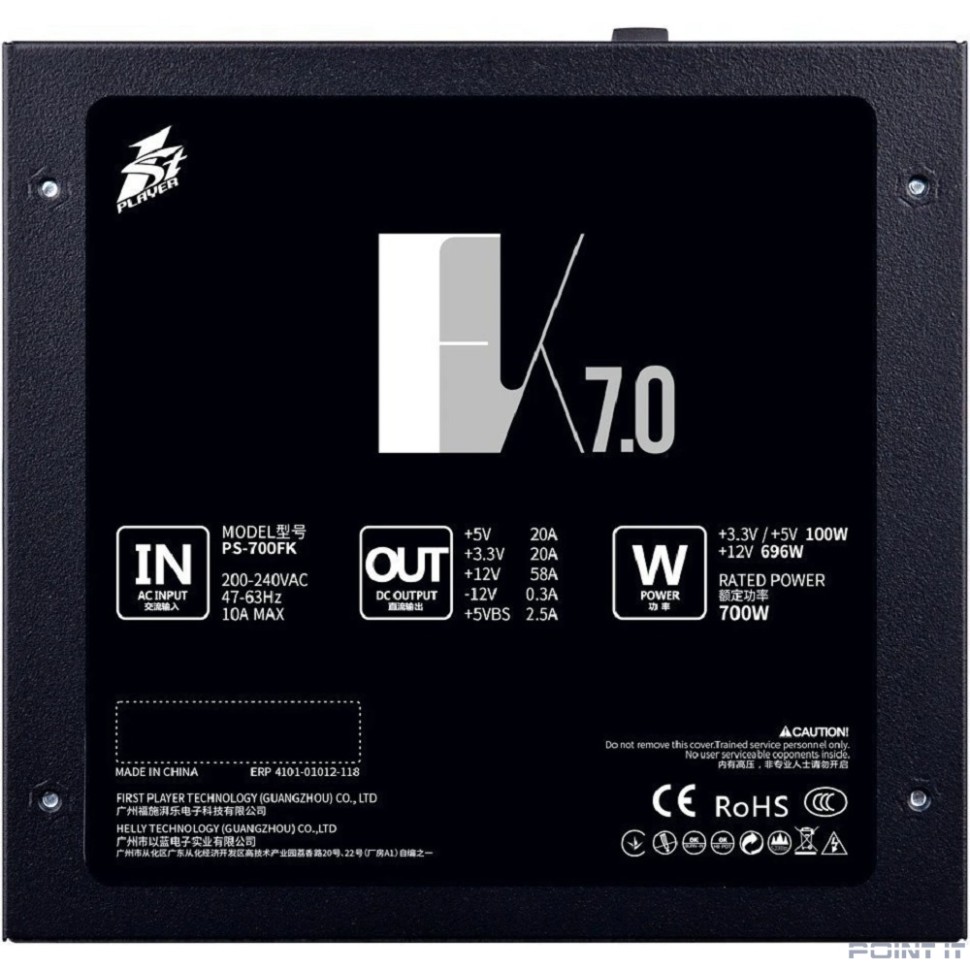 1STPLAYER Блок питания FK 700W / ATX 2.4, APFC, 120mm fan / PS-700FK