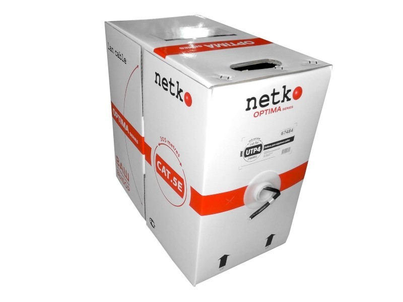 Кабель UTP4 cat.5e, одножильный, CCA, для наружных работ, черный NETKO Optima Gold 305м