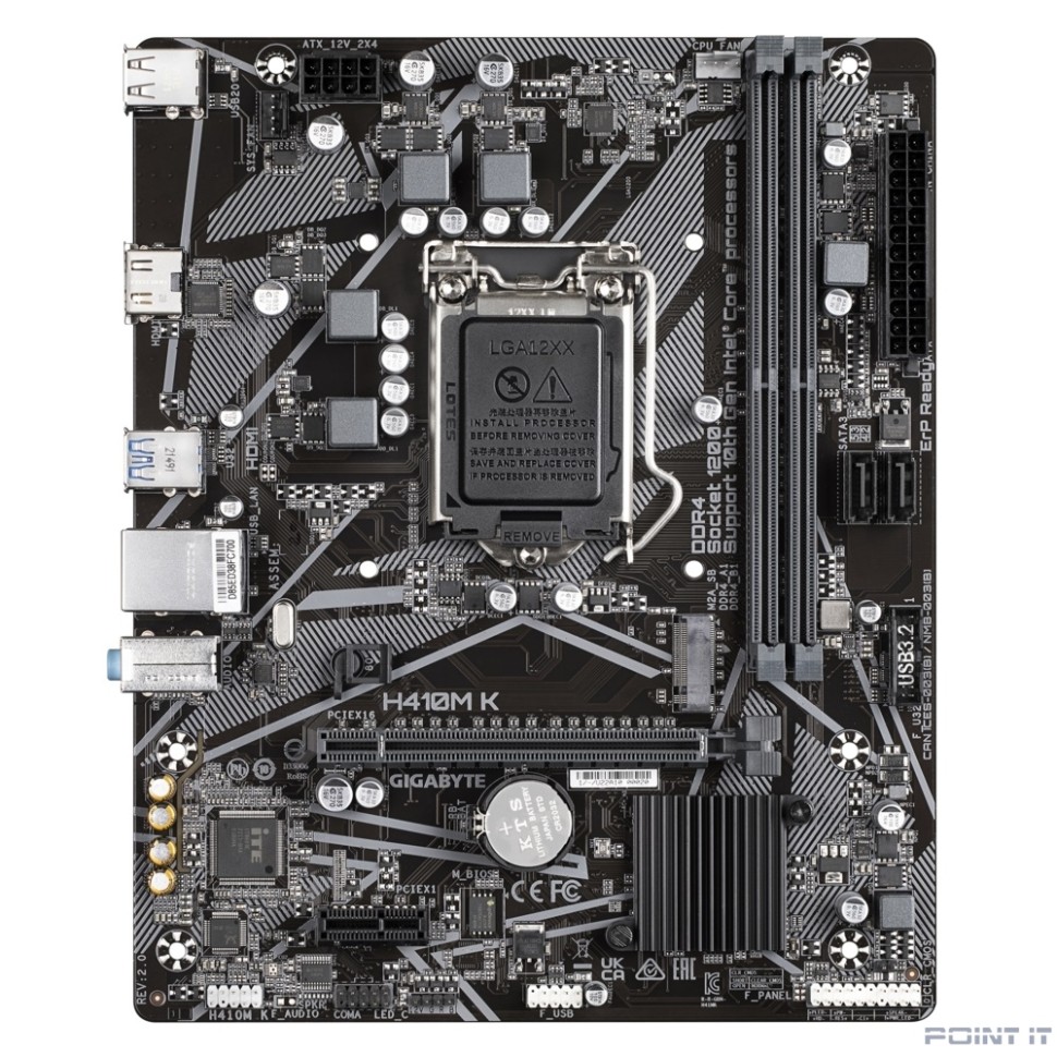 Gigabyte H410M K 2.0 (LGA1200, Q470E, 2*DDR4 (2933), 2*SATA RAID, M.2, 2*PCIe, HDMI, 2*USB 3.2, 4*USB 2.0) RTL
