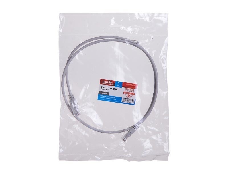 Патч-корд UTP4 cat.6, литой коннектор, серый, Netko CKC