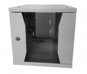 Шкаф настенный 10&quot; 6U серия COMPACT (315х368х310), передняя дверь стекло, серый, Netko
