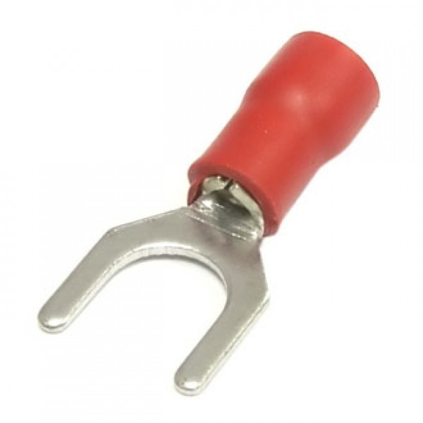 Вилочный кабельный наконечник SVS1,25-6 (НВИ d=6,4мм) 0,5-1,5мм2, изолированный, красный, 100шт., NETKO Optima 5шт