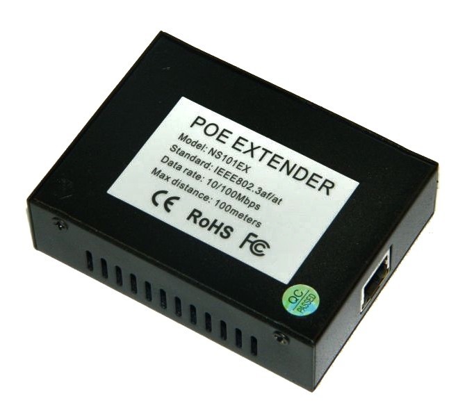 NS101EX PoE, повторитель передатчик (PSE)+приемник (PD), PSE 48V 15.4W 802.3af, PD 48V 25.5W 802.3af/at, 100Мбит, максимальная дистанция: 100м, черный РАСПРОДАЖА