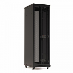  					Шкаф напольный 19-дюймовый, 47U, 2277x800х800 мм (ВхШхГ), передняя и задняя распашные перфорированные двери (75%), ручка с замком, цвет черный 				 