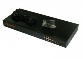 NS1082T1U10P PoE, коммутатор, 19&quot;, 10 портовый, 8 PoE 802.3at 100Mbit портов, 25W, 1 Uplink 1Gbit порт, 1 комбинированный порт 1000Base-T/SFP