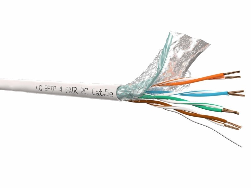 Кабель LC SFTP4 cat.5е, одножильный, экранированный + оплетка, Cu 30м
