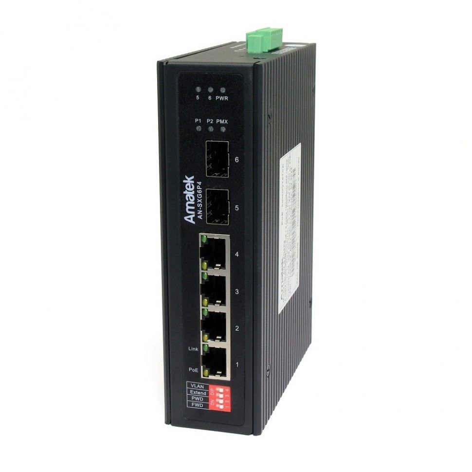 AN-SXG6P4 - промышленный 6-портовый гигабитный коммутатор с HiPoE до 180Вт