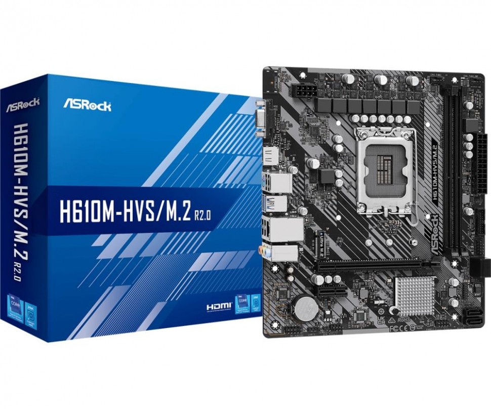 Материнская плата H610 S1700 MATX H610M-HVS/M.2 R2.0 ASROCK