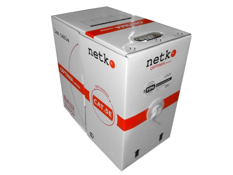 Кабель FTP4 cat.5е, одножильный, экранированный, CCA, серый, NETKO Optima 20м