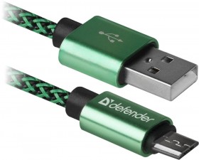 Кабель USB2.0/MICRO-USB 1M GREEN USB08-03T 87804 DEFENDER