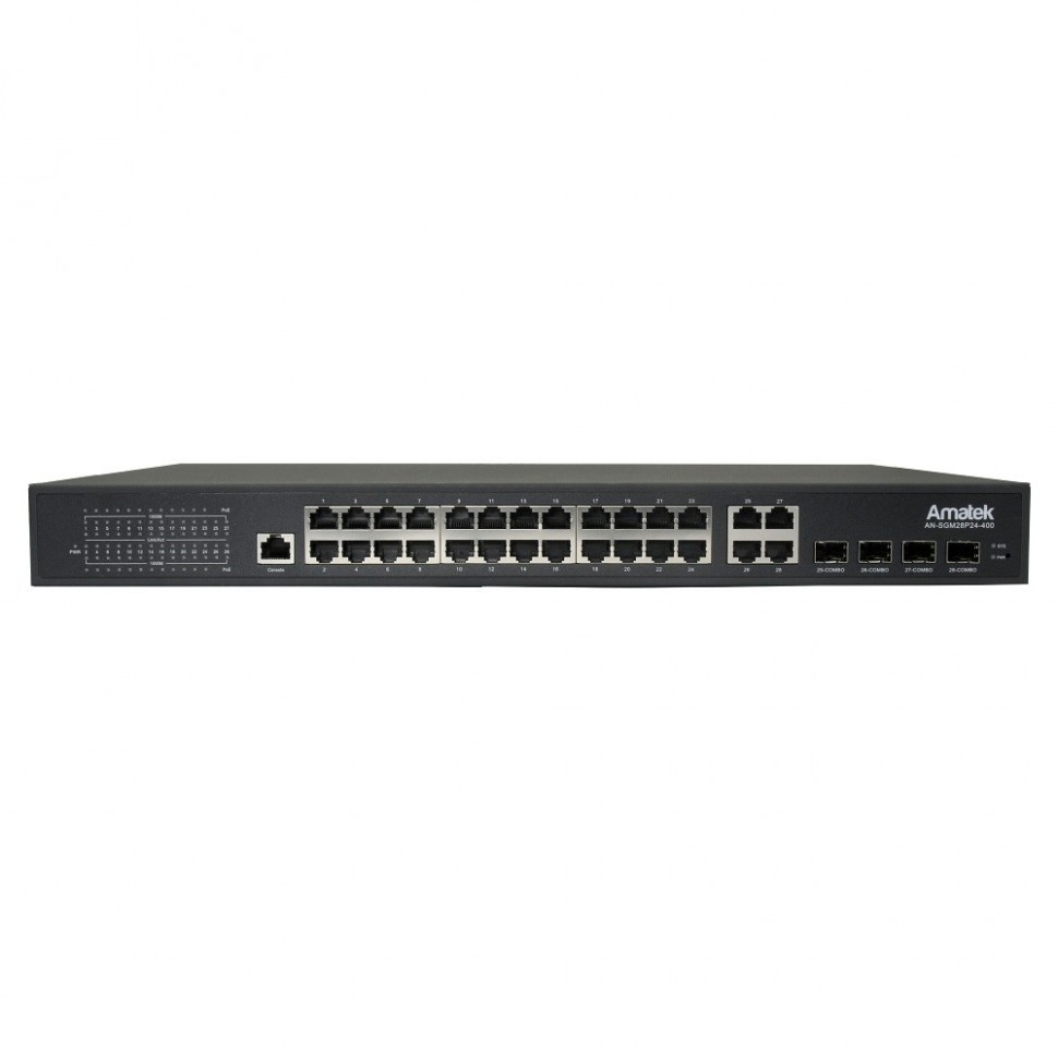 AN-SGM28P24-400 - 28-портовый управляемый L2+ гигабитный коммутатор с HiPoE до 400Вт