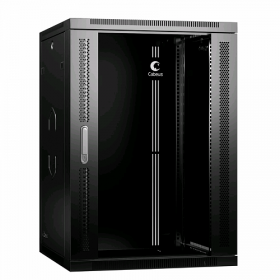  					Шкаф телекоммуникационный настенный 19 18U 600x450x901mm (ШхГхВ) дверь стекло, цвет черный (RAL 9004)				 