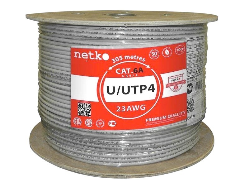 Кабель U/UTP4 cat.6a, 4 пары 23 AWG BC, одножильный, неэкранированный, с крестовиной, FLUKE TEST, NETKO Expert СКС 30м