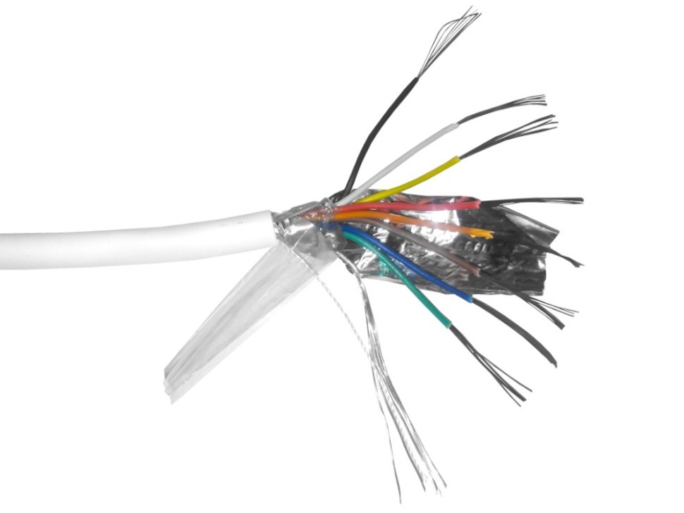 Кабель сигнальный, экранированный 8*0.22мм2 (7*0.2мм) 5м, алюминий, пластиковая катушка, белый NETKO Optima