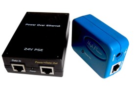 POE24B/LK-12-1.2 PoE, комплект передатчик (PSE)+приемник (PD), 24V 18W, кабель питания ЕВРО, тип2, 12V 1.2A, синий РАСПРОДАЖА