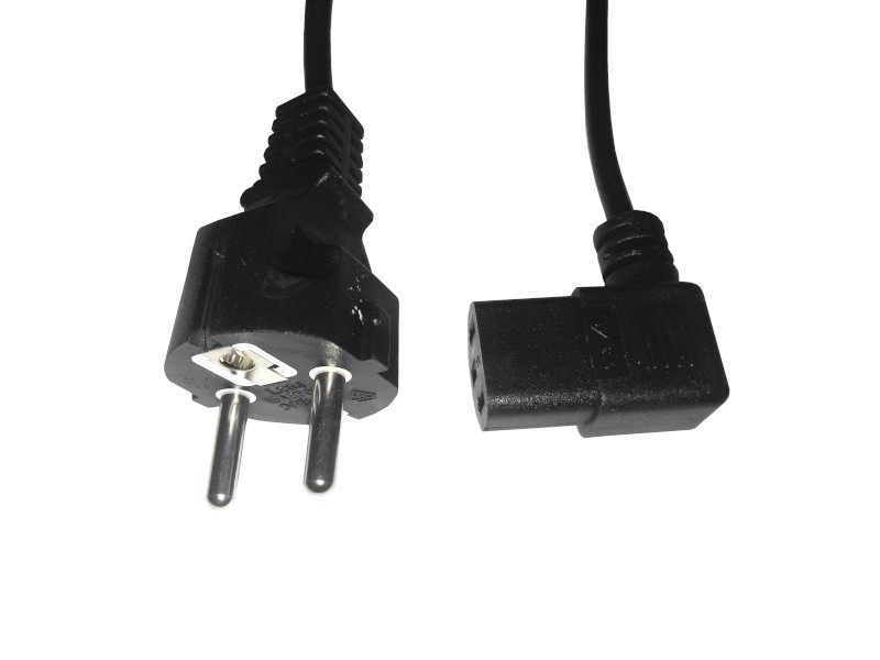 Кабель питания (евровилка - штекер IEC С13 угловой правый) штекер угловой правый, 3*0,5мм2, 1,8 м, черный, NETKO Optima