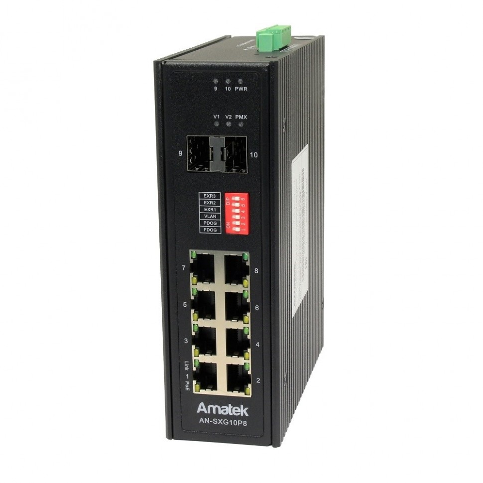 AN-SXG10P8 - промышленный 10-портовый гигабитный коммутатор с HiPoE до 300Вт