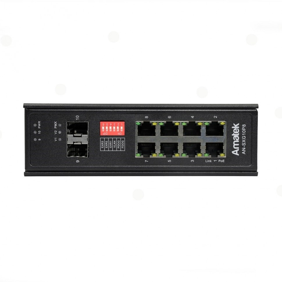 AN-SXG10P8 - промышленный 10-портовый гигабитный коммутатор с HiPoE до 300Вт