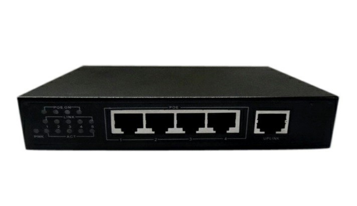 NS104GT5P PoE, коммутатор, настольный, 5 портовый, 4 PoE 802.3at 1Gbit порта, 25W, 1 Uplink 1Gbit порт, кабель питания ЕВРО, черный РАСПРОДАЖА