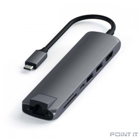 USB-C адаптер Satechi Type-C Slim Multiport with Ethernet Adapter. Цвет серый космос. [ST-UCSMA3M]