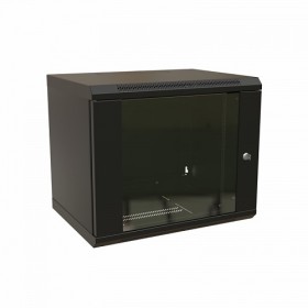  								Шкаф настенный 19-дюймовый (19), 15U, 775x600х600мм, стеклянная дверь с перфорацией по бокам, ручка с замком, цвет черный (RAL 9004) (разобранный)							