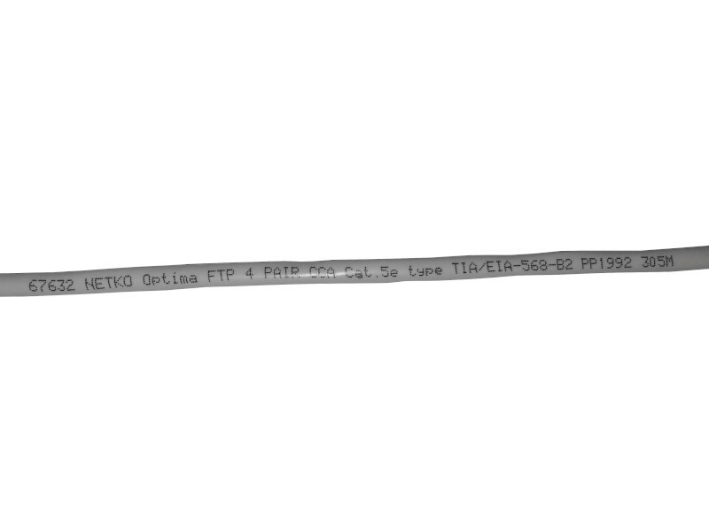 Кабель FTP4 cat.5е, одножильный, экранированный, CCA, серый, NETKO Optima 5м