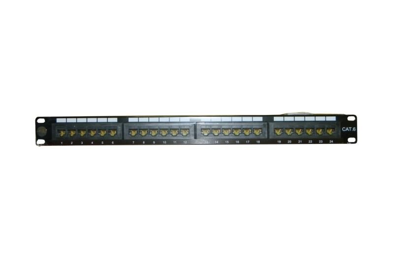 Патч-панель UTP, 19", 24 порта RJ45, cat.6, 1U, Dual Type, Netko СКС, "J"