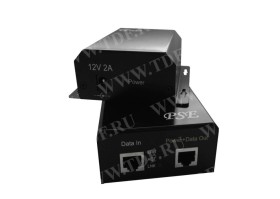 POE48B-12-02 PoE, комплект передатчик (PSE)+приемник (PD), 48V 30W, кабель питания ЕВРО, тип2, 12V 2A, черный РАСПРОДАЖА