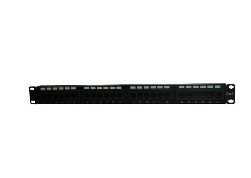 Патч-панель UTP, 19", 24 порта RJ45, cat.6, 1U, Dual Type, с органайзером