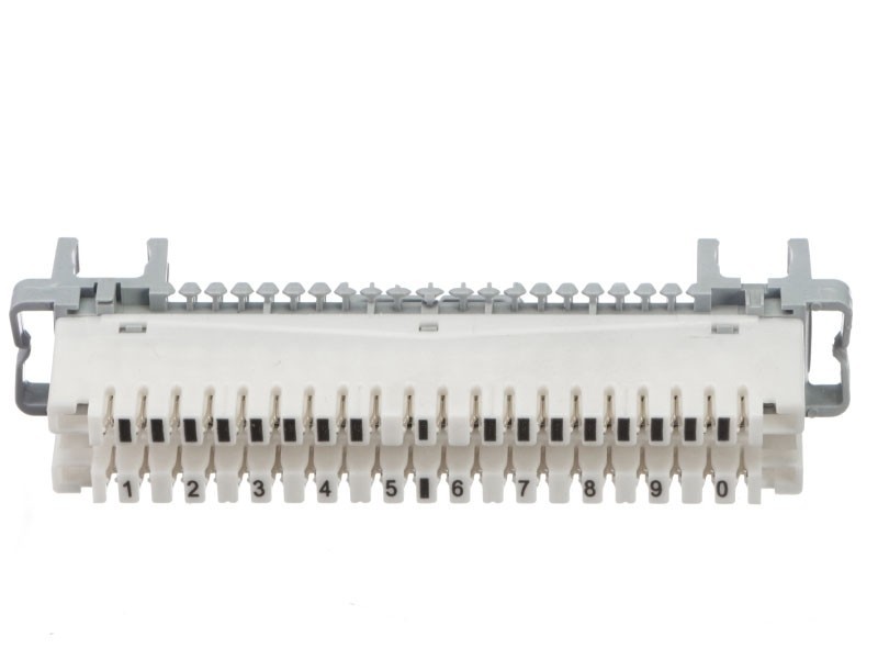 Плинт LSA Profil размыкаемый, ABS, 10 пар, медные контакты, универсальный, нумерация (1-0), бело-серый NETKO Optima