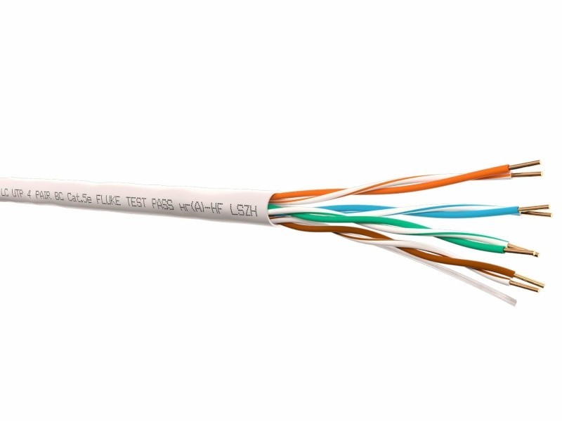 Кабель LC UTP4 cat.5е, одножильный, Cu, Проходит Fluke тест, нг(А)-HF LSZH, серый 2м