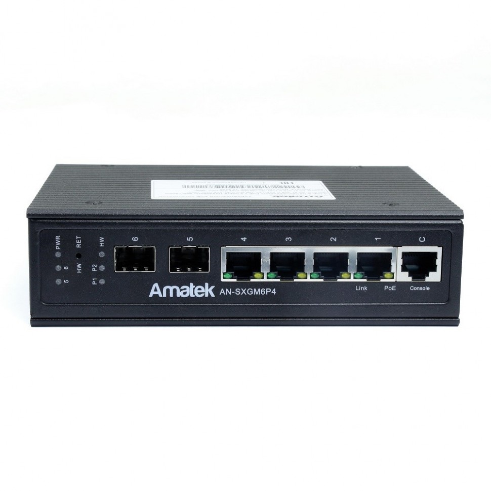 AN-SXGM6P4 - промышленный 6-портовый управляемый L2+ гигабитный коммутатор с HiPoE до 180Вт