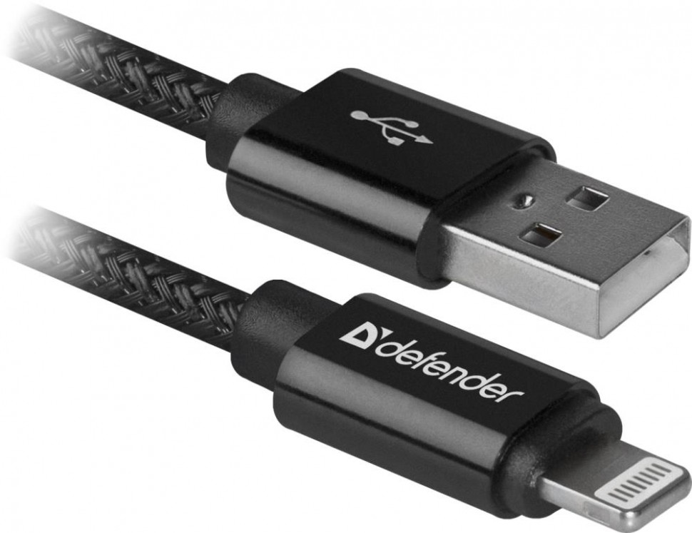 Кабель LIGHTNING/USB2 1M BLACK ACH01-03T 87808 DEFENDER