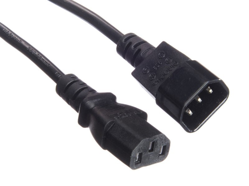Кабель питания проходной (штекер IEC С13 - гнездо IEC С14) 3*0,75мм2, 1,8м, черный, NETKO Optima