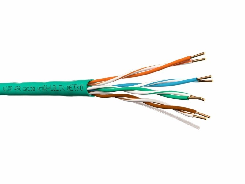 Кабель U/UTP4 cat.5e, 4 пары 24 AWG BC, нг(А)-LSLTx, зеленый; одножильный, FLUKE TEST, NETKO Expert СКС 40м