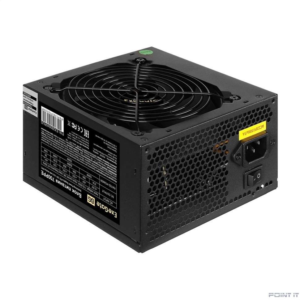 Exegate EX260645RUS Блок питания 700W Exegate 700PPE, ATX, black, APFC, 12cm, 24p+(4+4)p, PCI-E, 5*SATA, 3*IDE, FDD