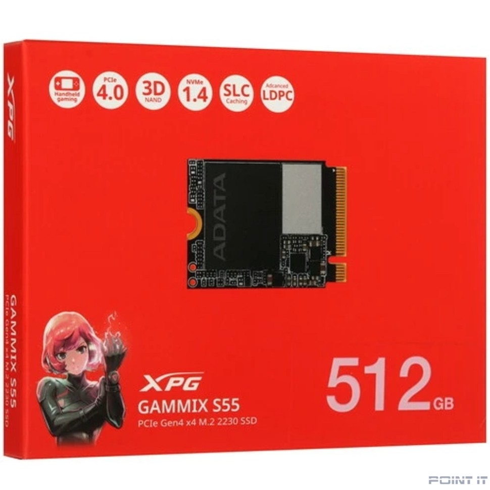 ADATA SSD 512GB XPG GAMMIX S55 PCIe Gen4x4 with NVMe SGAMMIXS55-512G-C