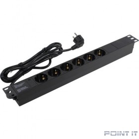 Exegate EX280828RUS Блок розеток ExeGate ServerPro PDU-19H603 Al-6S-EU2.5, 19&quot;,1U,алюм, 6Schuko, евровилка, 2.5м