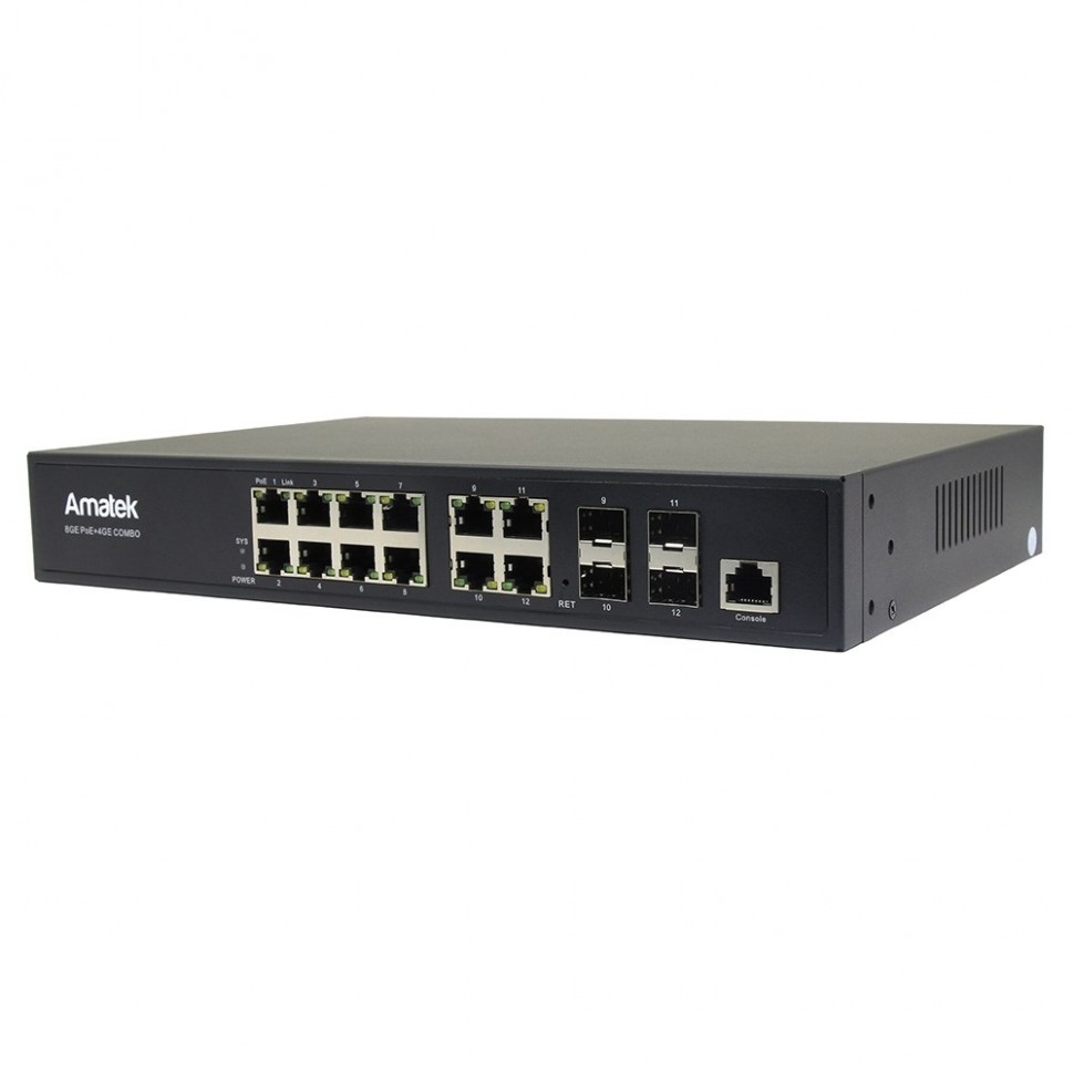 AN-SGM10P8M - 12-портовый гигабитный управляемый L2 коммутатор с HiPoE до 150Вт