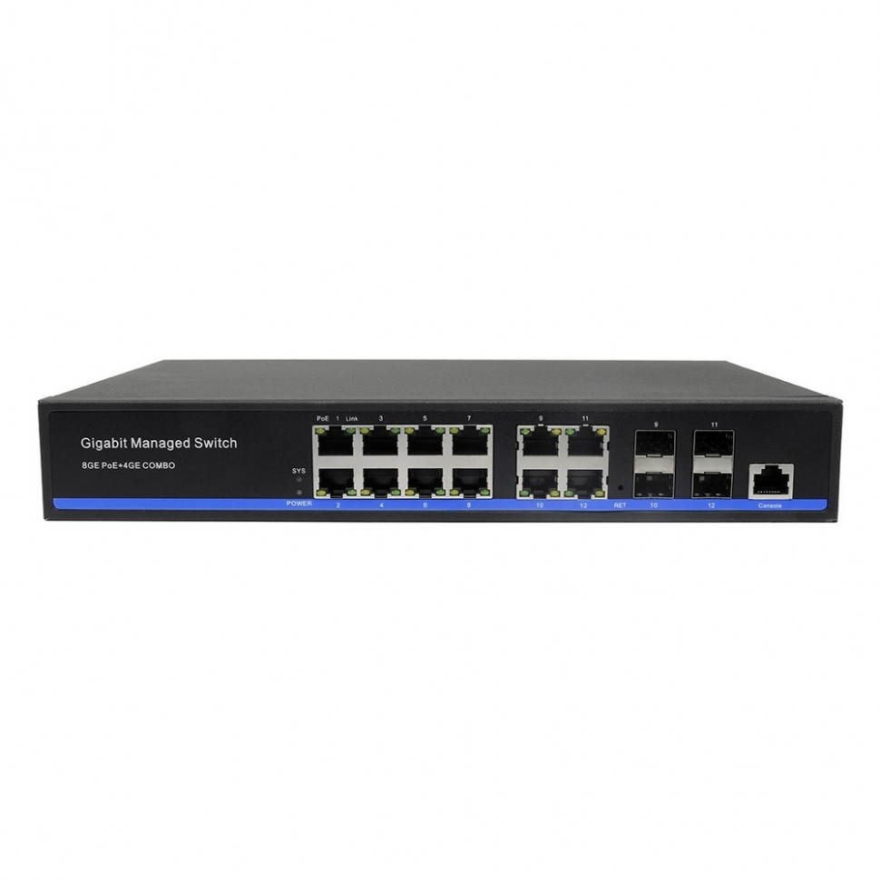 AN-SGM10P8M - 12-портовый гигабитный управляемый L2 коммутатор с HiPoE до 150Вт