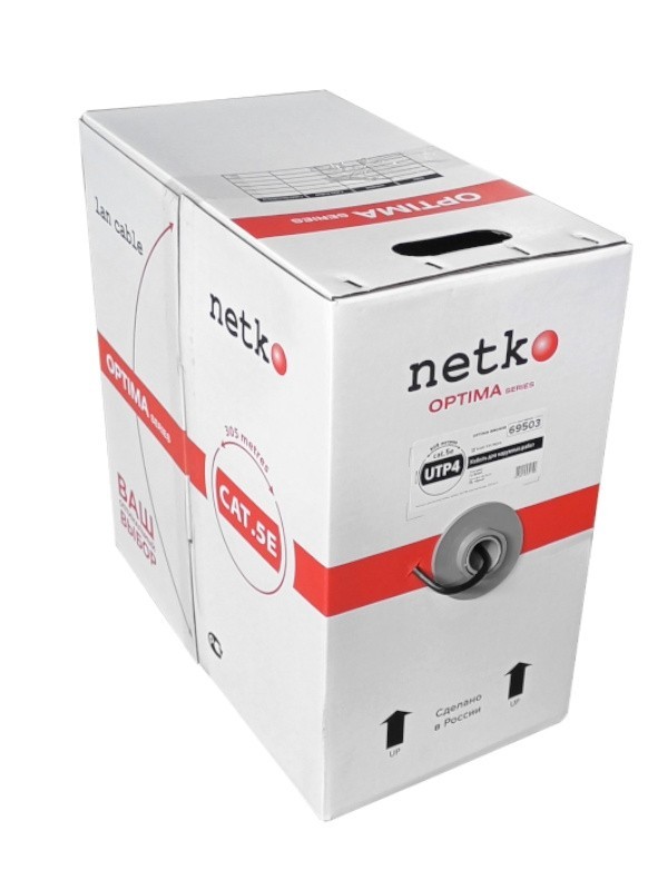 Кабель UTP4 cat.5е, одножильный, Cu, наружный, Проходит Fluke тест, черный, NETKO Optima Bronze 10м