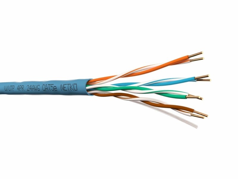 Кабель U/UTP4 cat.5e, 4 пары 24 AWG BC, синий, одножильный, FLUKE TEST, NETKO Expert СКС 100м