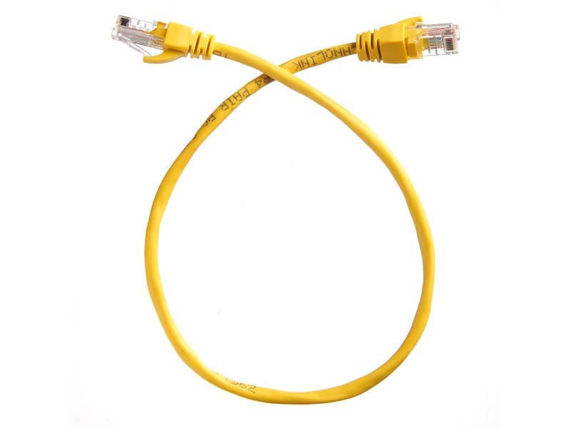 Патч-корд Technolink UTP4 cat 5e, 0,5м, ВС, LSZH, желтый, литой коннектор