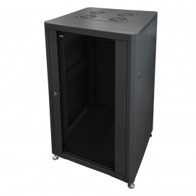 Шкаф напольный 19&quot; Netko 22U серия Optima (600х600х1132), передняя дверь стекло, черный, разобранный (упакован в 2 коробки)