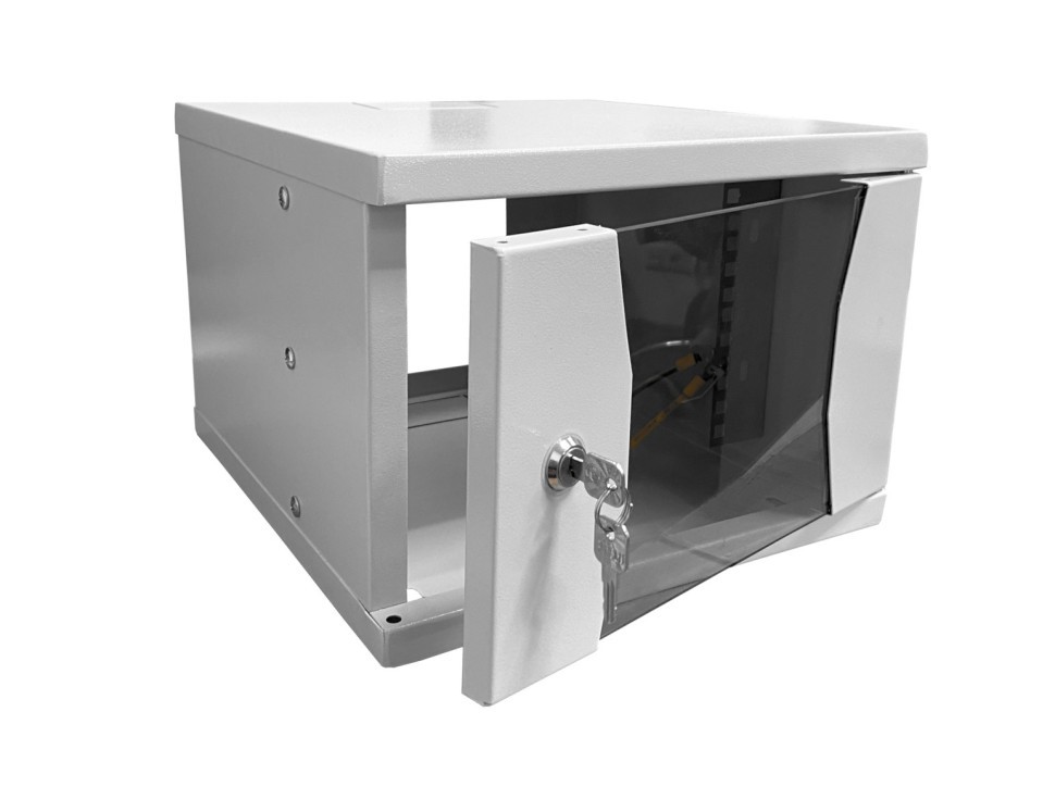 Шкаф настенный 10 4U серия COMPACT (315х325х225), передняя дверь стекло, серый, Netko
