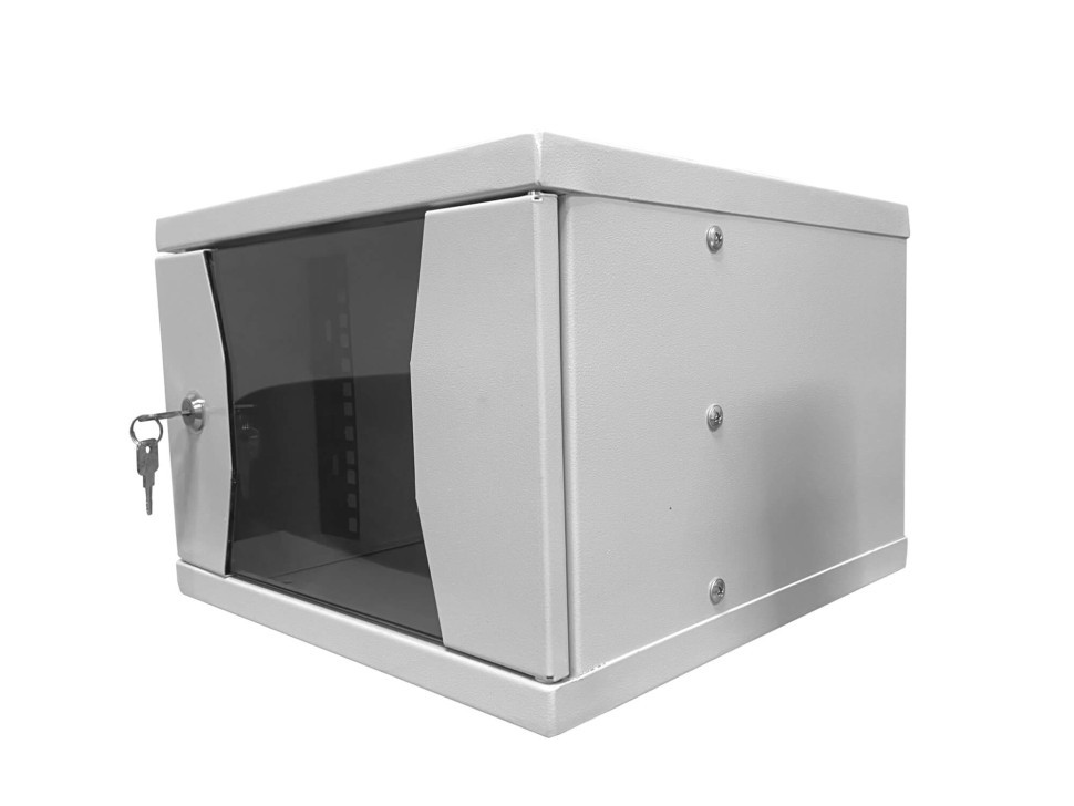 Шкаф настенный 10 4U серия COMPACT (315х325х225), передняя дверь стекло, серый, Netko