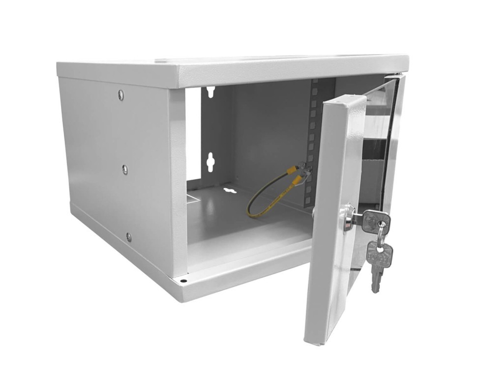 Шкаф настенный 10 4U серия COMPACT (315х325х225), передняя дверь стекло, серый, Netko