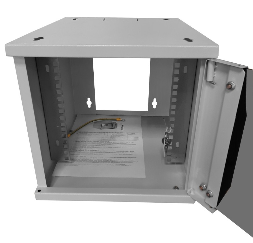 Шкаф настенный 10 6U серия COMPACT (315х368х310), передняя дверь стекло, серый, Netko