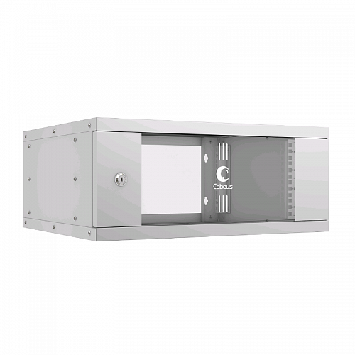 Шкаф телекоммуникационный настенный 19 4U, серия LIGHT разборный, дверь стекло, цвет серый